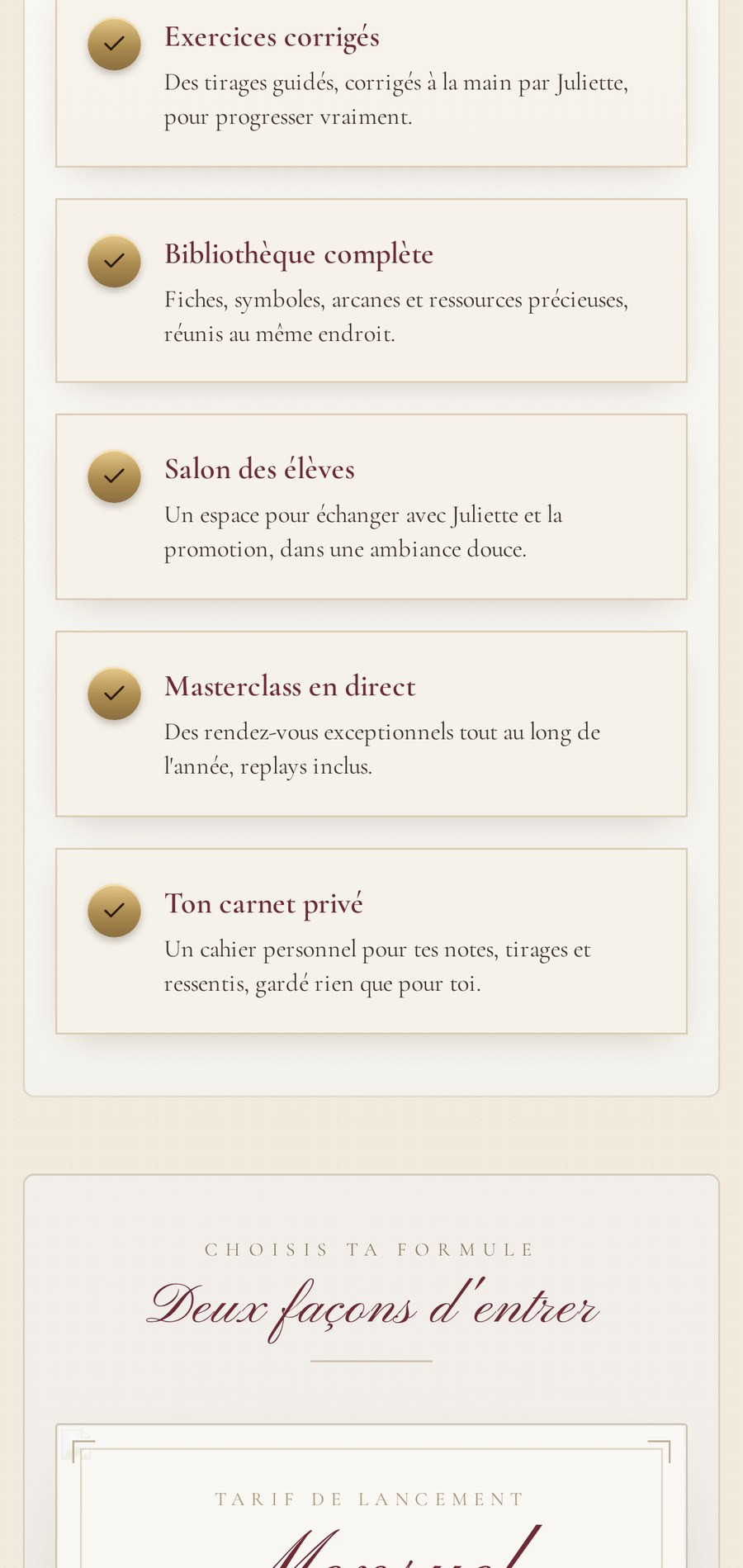 Les cours, exercices corrigés, bibliothèque et salon des élèves