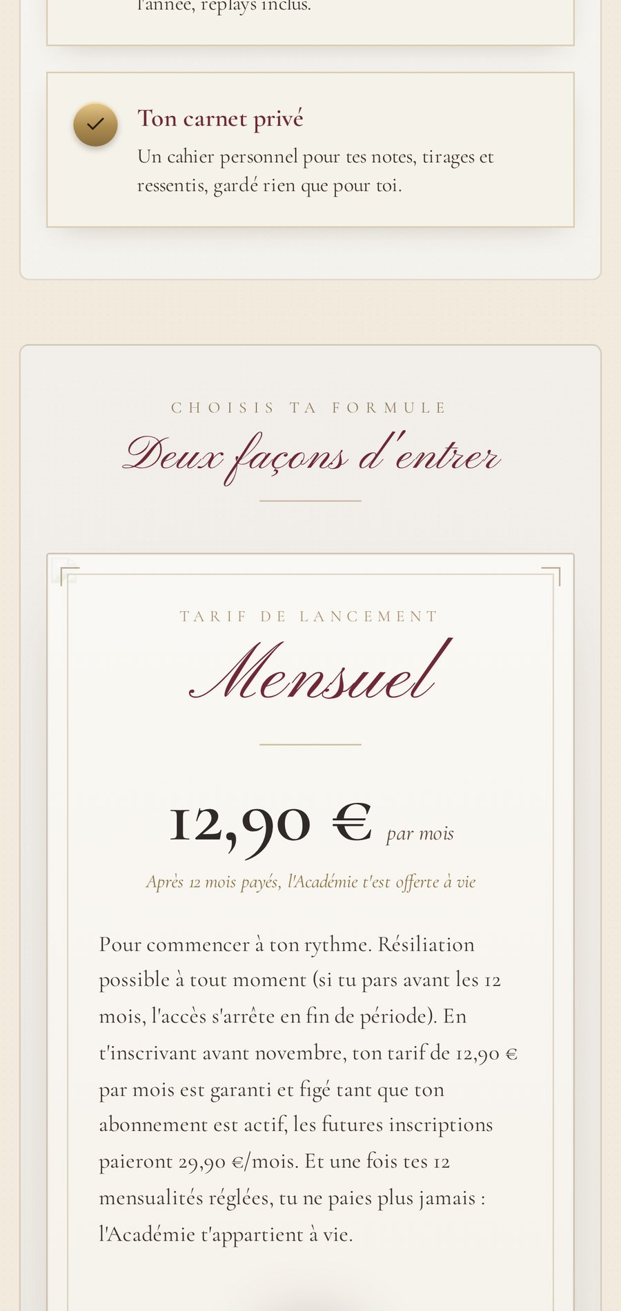 La formule mensuelle de l'Académie